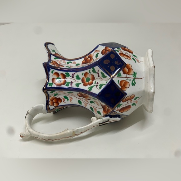 19th Century Antique Gaudy Welsh 8 Sided Cobalt Diamond Design Lusterware Jug - Picture 11 of 16